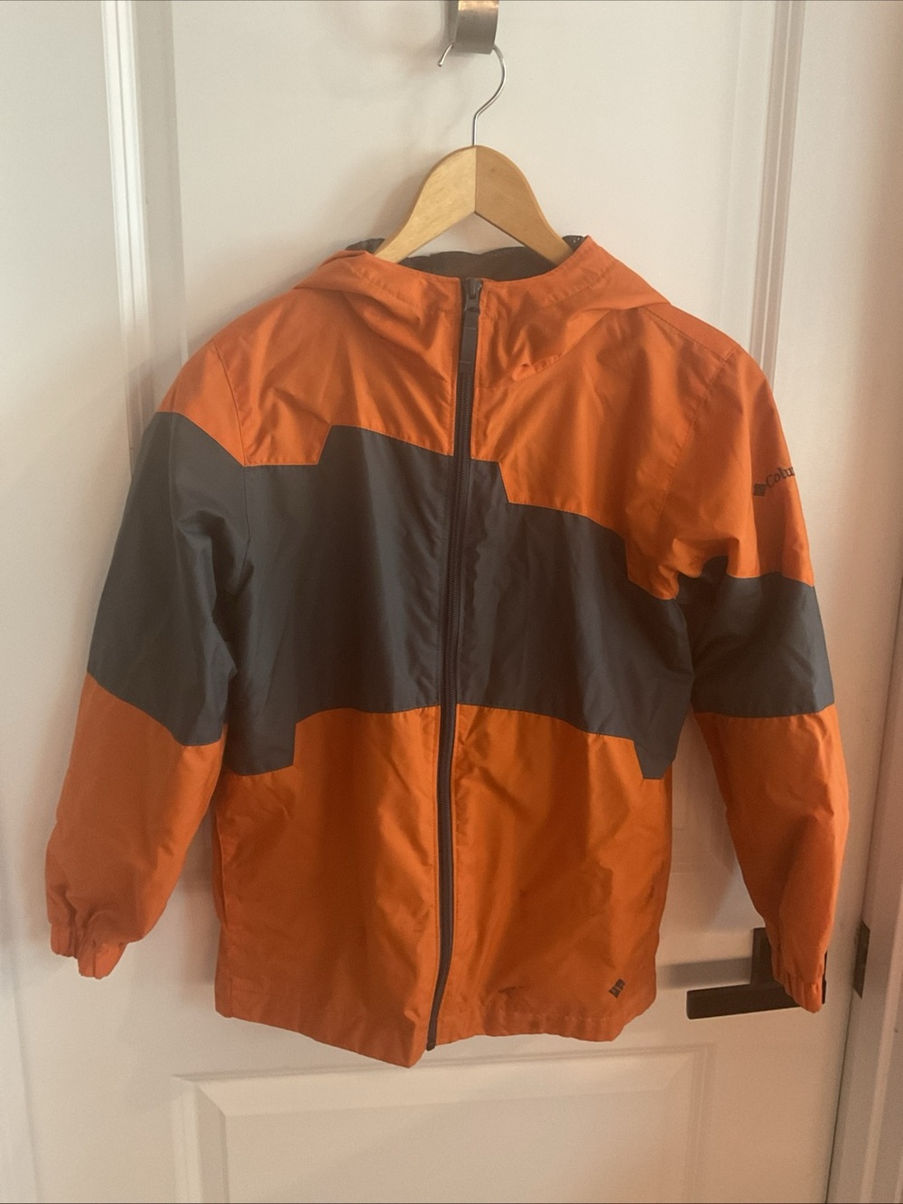 Columbia - Orange and Gray Kids Waterproof Hooded Jacket - Size 10/12